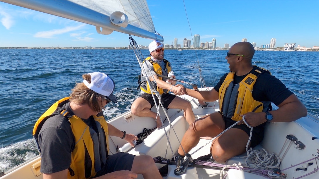 Wounded, ill and injured service members and veterans participate in a SOCOM Sailing Camp in St. Petersburg, Florida in December, 2021.