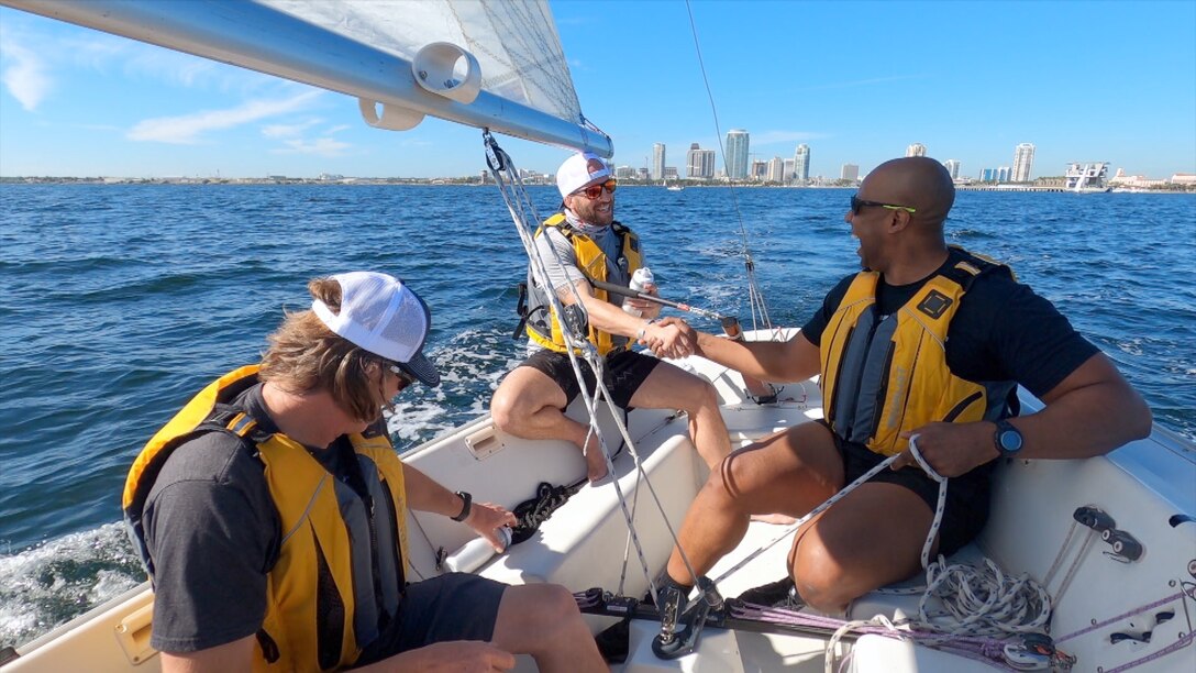 Wounded, ill and injured service members and veterans participate in a SOCOM Sailing Camp in St. Petersburg, Florida in December, 2021.