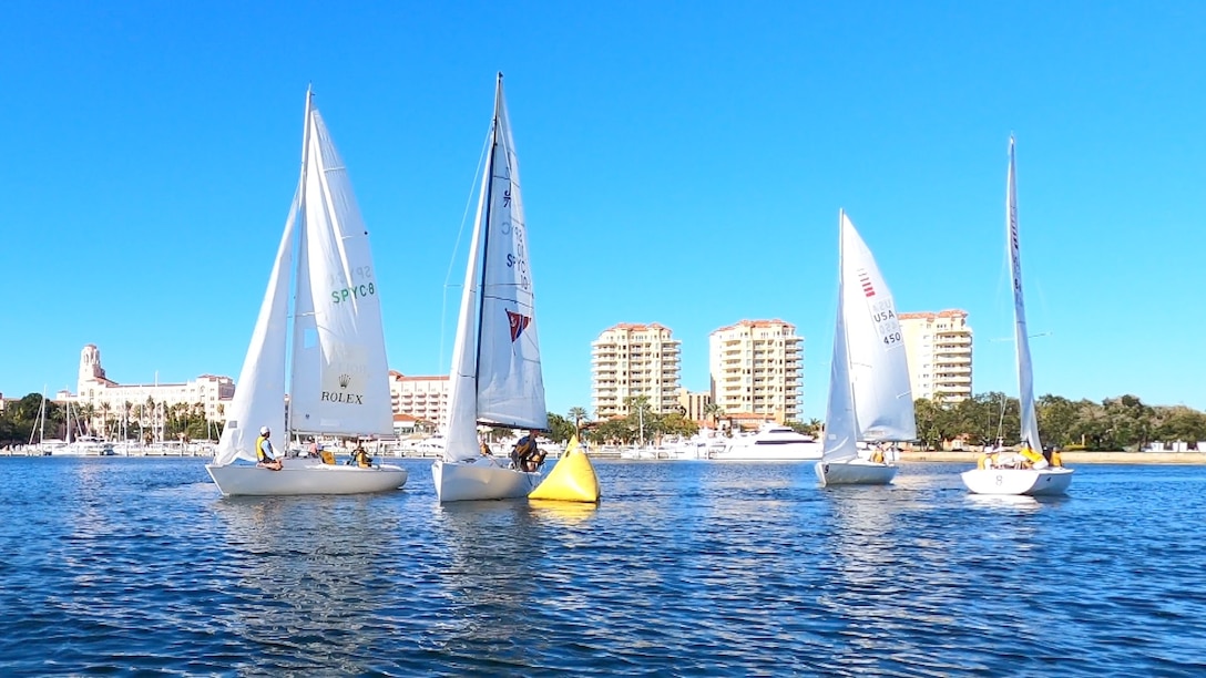 Wounded, ill and injured service members and veterans participate in a SOCOM Sailing Camp in St. Petersburg, Florida in December, 2021.