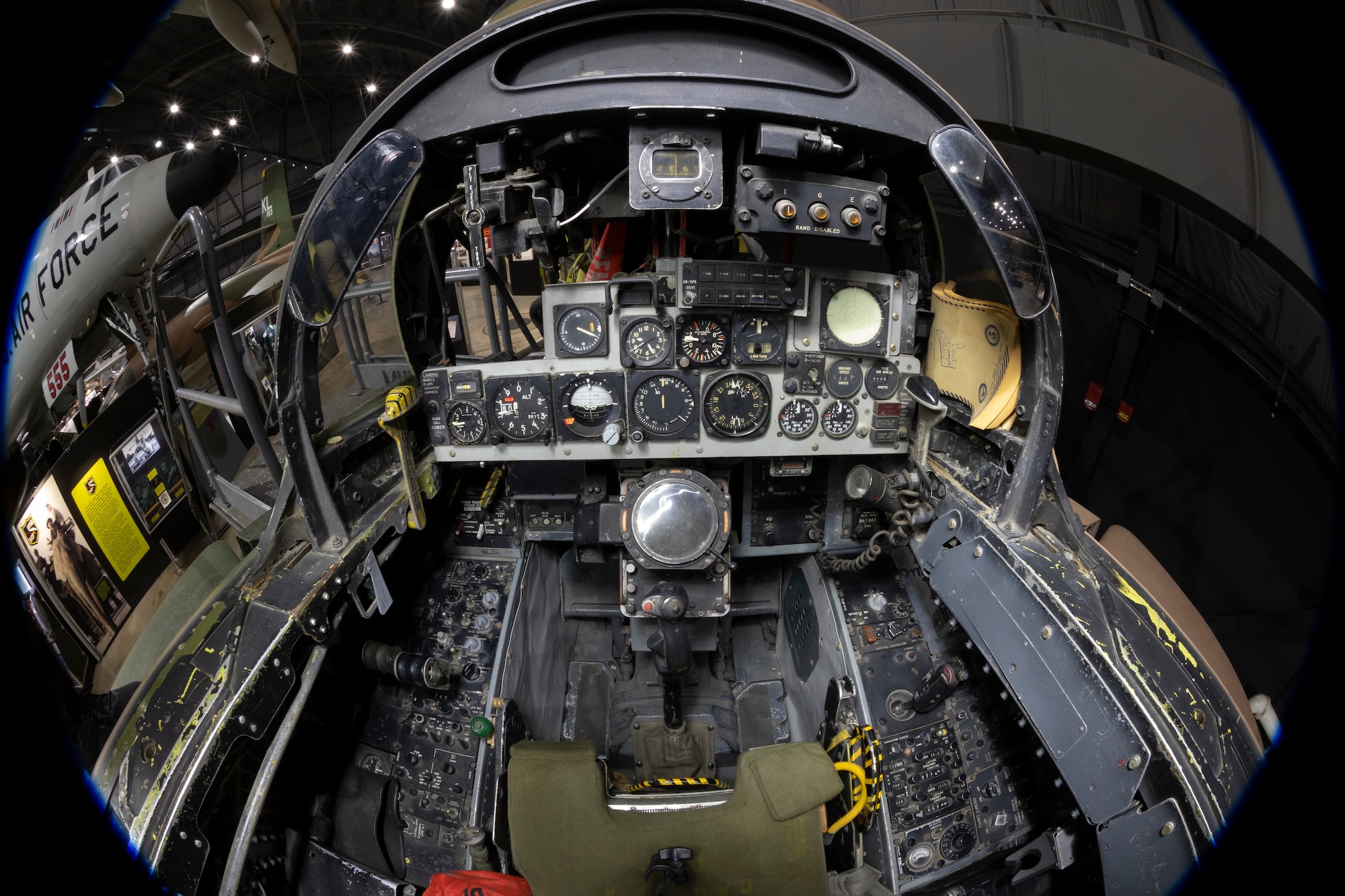 Weapon systems Officer's cockpit view of the McDonnel Douglas F-4C Phantom II.