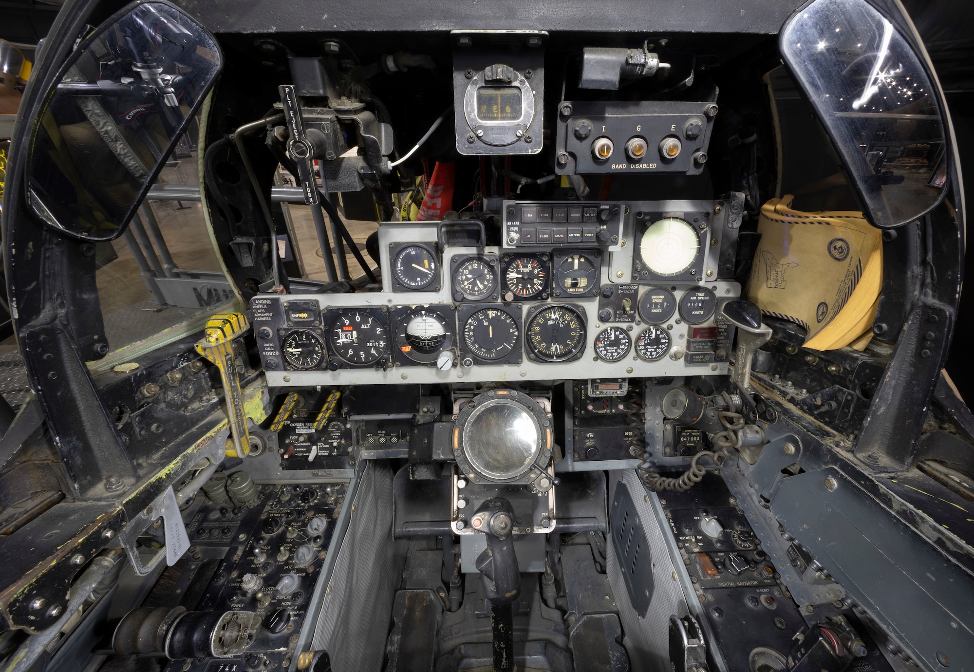 Weapon systems Officer's cockpit view of the McDonnel Douglas F-4C Phantom II.