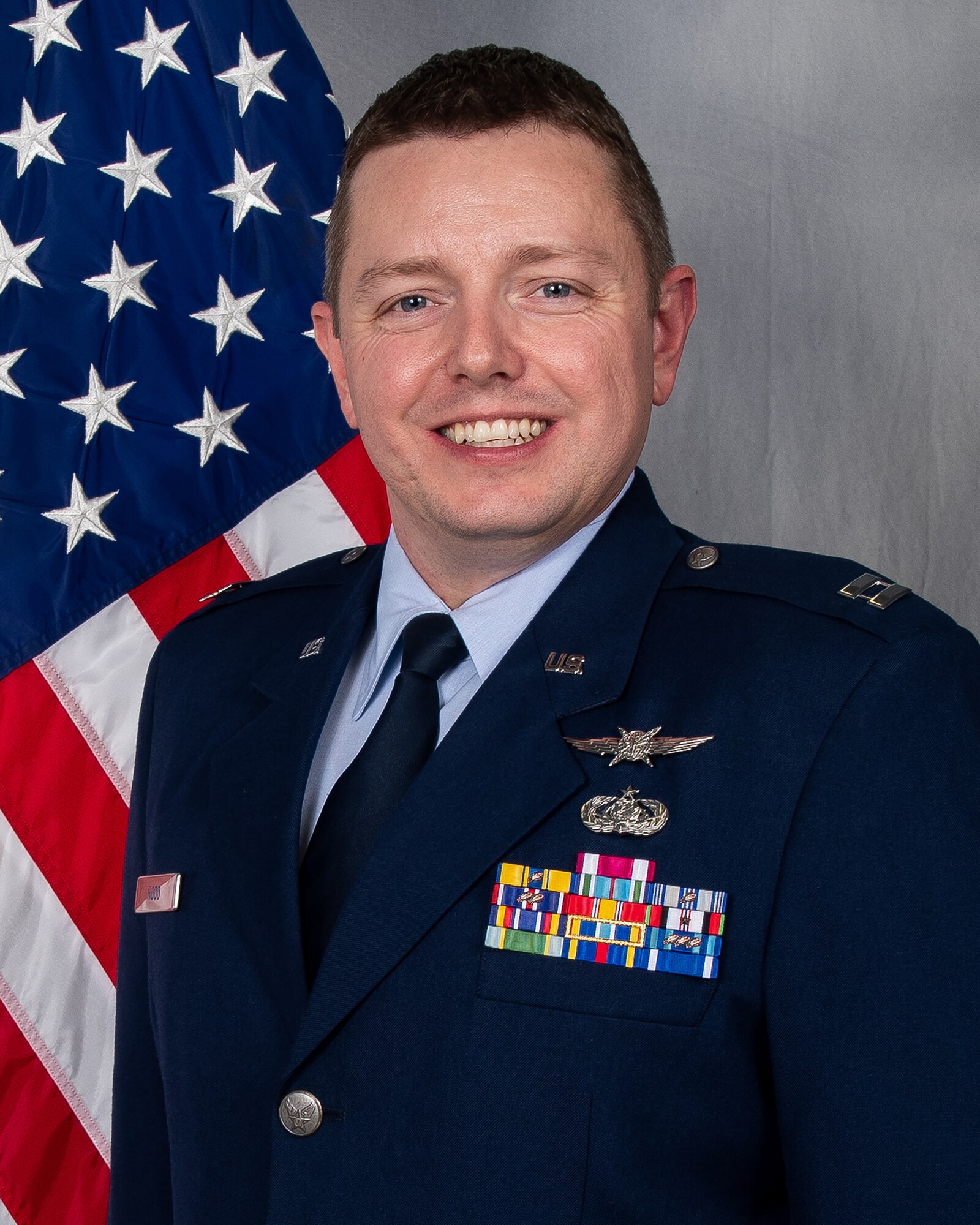 Capt. David Hood stands for a photo at Jefferson Barracks Air National Guard Base, St. Louis, Missouri, Jan. 8, 2022. Hood is the 131st Bomb Wing's 2022 Outstanding Company Grade Officer of the Year. (U.S. Air National Guard photo by Airman 1st Class Whitney Erhart)