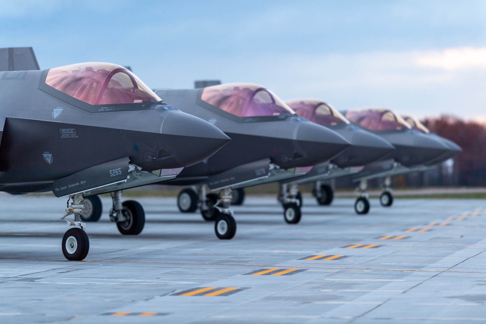F-35A Lightning II pilots assigned to the 134th Fighter Squadron, Vermont Air National Guard, prepare to depart during a routine night training mission, Vermont Air National Guard Base, South Burlington, Vermont, Nov. 16, 2021. The 158th FW is the first Air National Guard wing to earn full combat-ready status on the F-35. (U.S. Air National Guard photo by Julie M. Paroline)