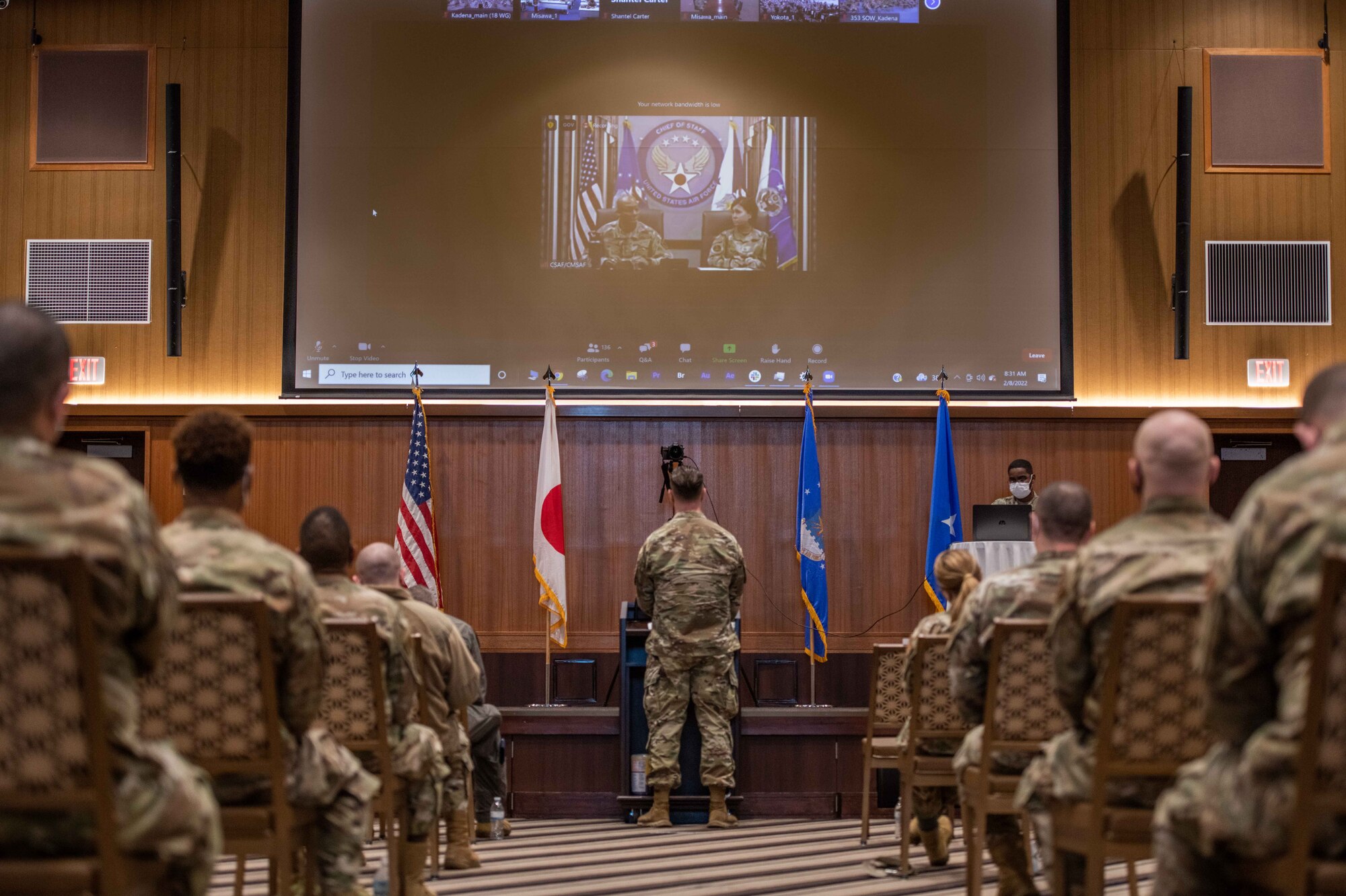 A bunch of Airmen gather for a meeting