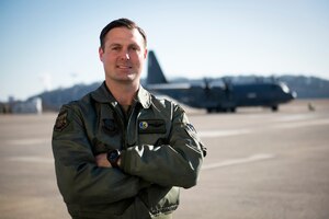 U.S. Air Force Captain Andrew Verriotto, an Instructor Pilot for the 193rd Special Operations Group, Pennsylvania Air National Guard, poses for a photo, February 6, 2022 in Middletown, Pennsylvania.