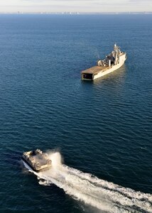 The next generation landing craft, Ship to Shore Connector (SSC), Landing Craft, Air Cushion (LCAC), successfully completed well deck interoperability testing with USS Carter Hall (LSD 50) and demonstrated the craft are another step closer to fleet integration.