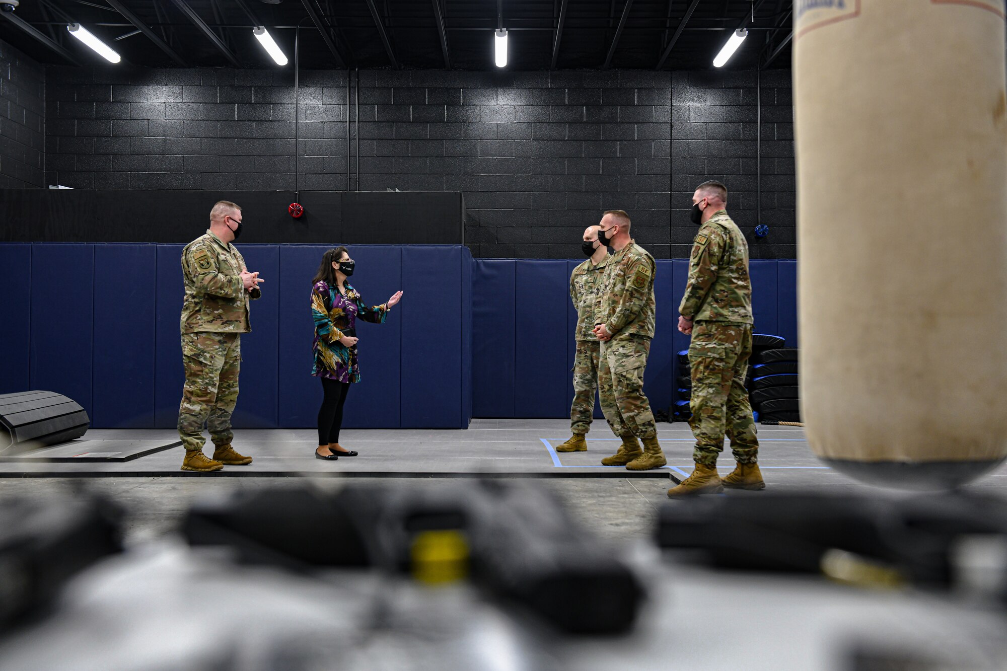 Dawn B. Androsky, director of staff with Headquarters Air Force Reserve Command, talks to senior leadership of the 910th Security Forces Squadron on Feb. 6, 2022, at Youngstown Air Reserve Station, Ohio.