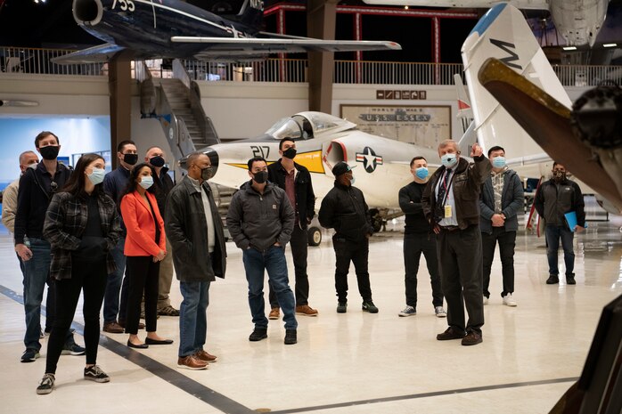 Participants attending the Building Partner Aviation Capacity Seminar 22A take a guided tour of the Naval Aviation Museum Jan. 28, 2022, at Naval Air Station Pensacola, Florida.