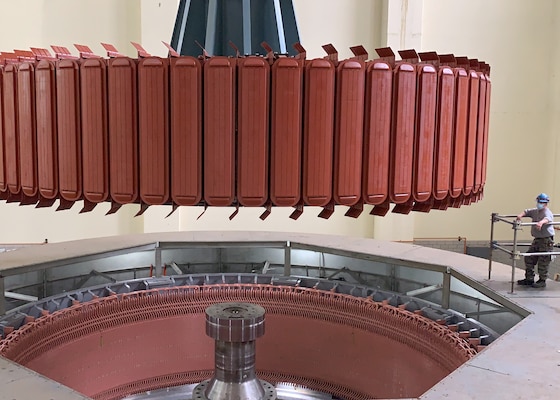The U.S. Army Corps of Engineers Nashville District and contractors from Voith Hydro installed a 249-ton hydropower rotor on June 19, 2017, at Center Hill Dam in Lancaster, Tennessee.