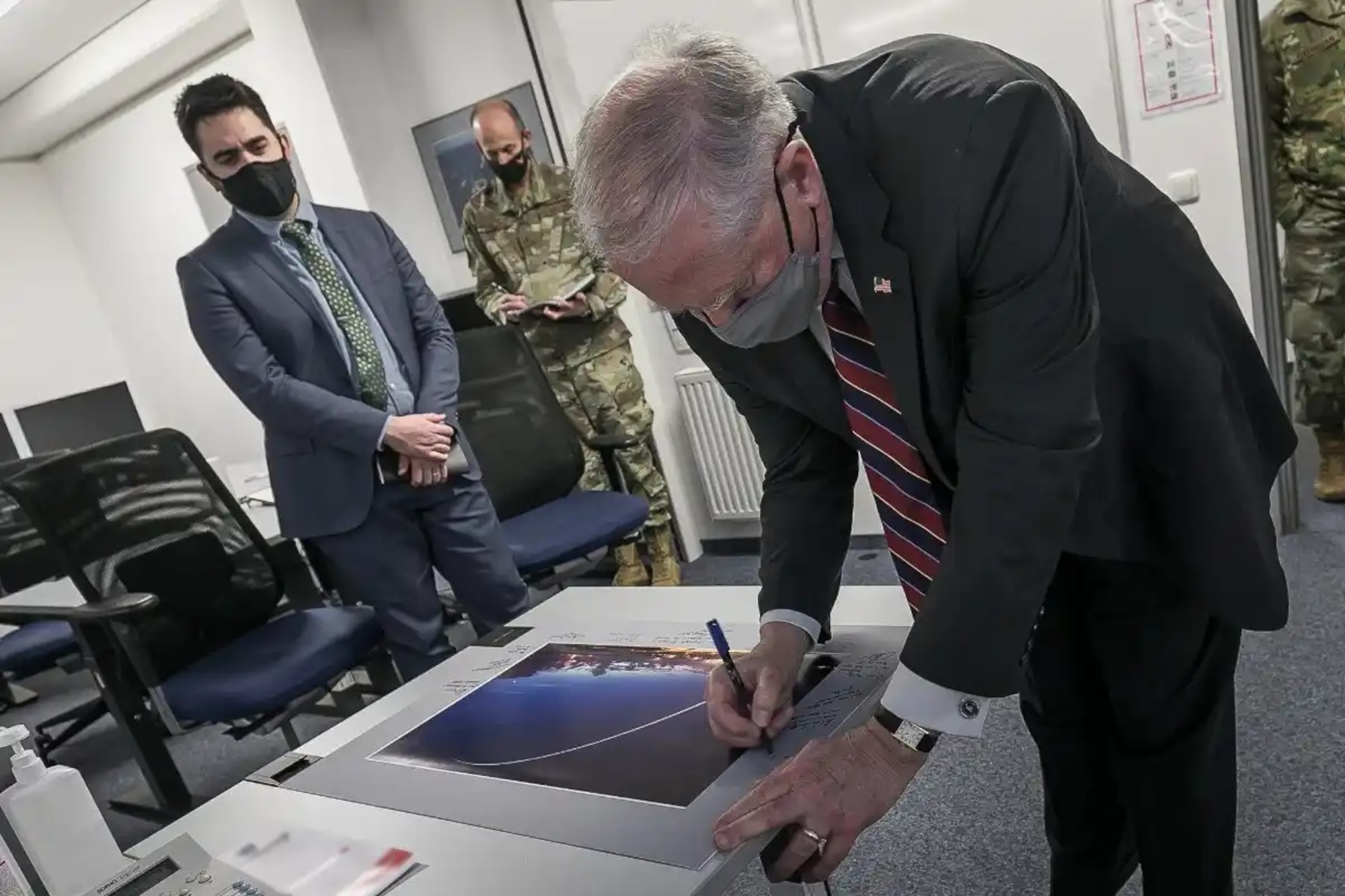 US Secretary of Air Force, Mr. Frank Kendall signing photo.
