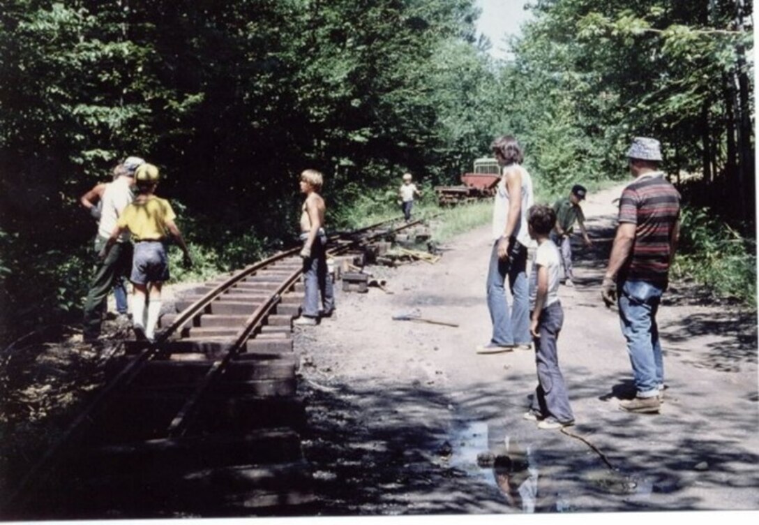 12-year-old Fritz & friends laying rail at the Bucksgahuda and Western Railroad near St. Mary's, PA. (Courtesy photo)