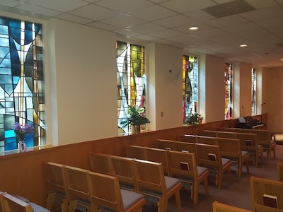 Photo of Chapel's stained glass in the former Wilford Hall Medical Center.