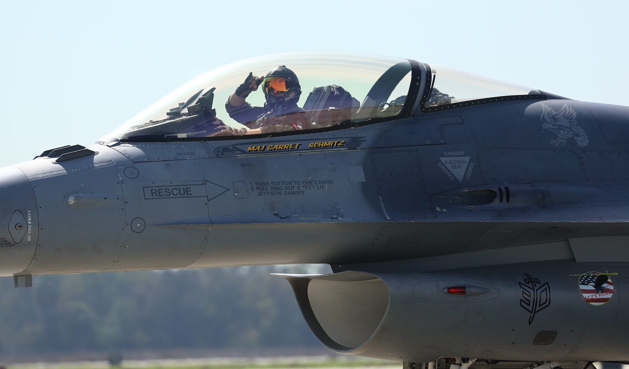 A U.S. Air Force A-10C Warthog II from the A-10C Thunderbolt II Demonstration Team, lands on Los Alamitos Army Airfield, Feb. 8, 2022, at Joint Forces Training Base, Los Alamitos, California. Five aircraft representing the Air Force’s 75 years as a service will perform a first-of-its-kind flyover of Super Bowl LVI in nearby Inglewood. Flyover aircraft are staging at the California National Guard base in the days leading up to the game. (U.S. Air National Guard photo by Staff Sgt. Crystal Housman)