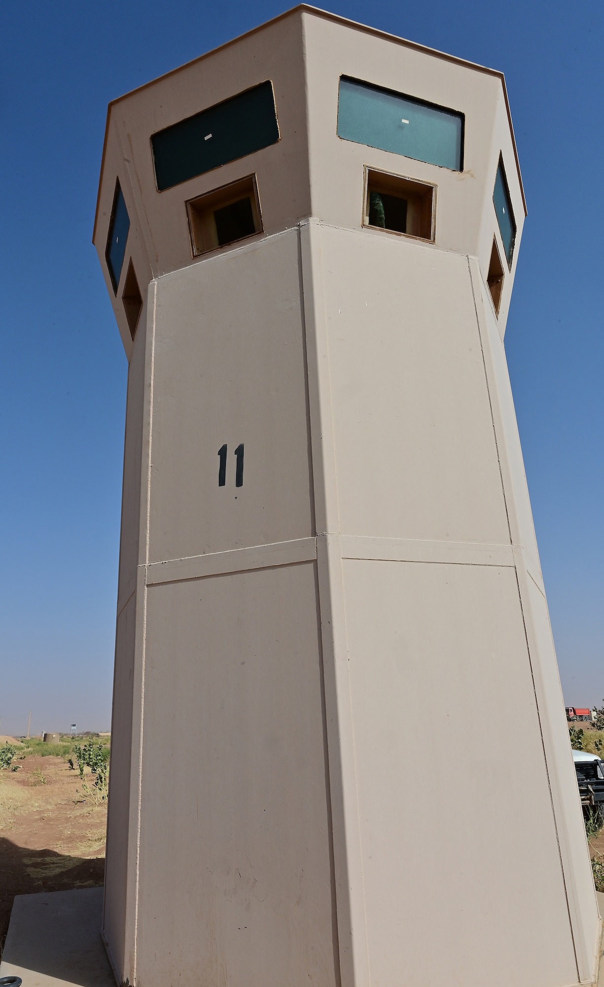 Security Forces members from the 409th Expeditionary Security Forces Squadron developed an innovative plan to make improvements to the guard towers at Nigerien Air Base 201, Agadez, Niger. The modifications included  a better firing platform, increased field of view and a more comfortable work environment for Defenders. (U.S. Air Force photo by Tech. Sgt. Stephanie Longoria)