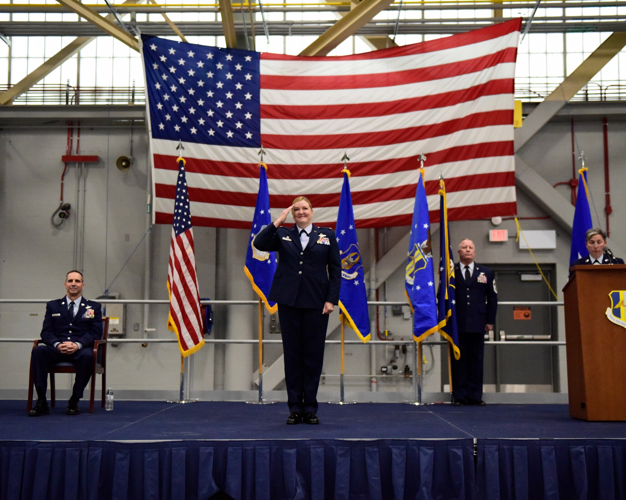 Col. Morrison gives first salute to the wing.