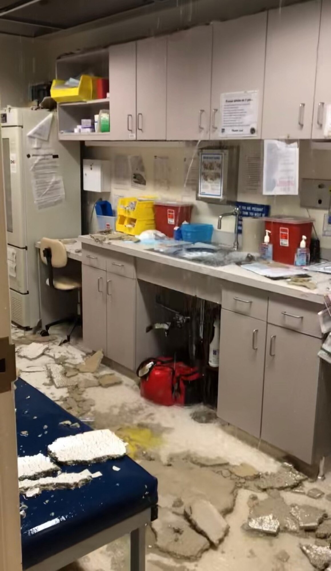 A fast-moving storm with snow, freezing temperatures, and high winds caused significant damage to the medical clinic at Otis Air National Guard Base, Massachusetts. Due to burst pipes, flooding was discovered in the majority of offices, hallways, and patient care areas on the morning of January 31.