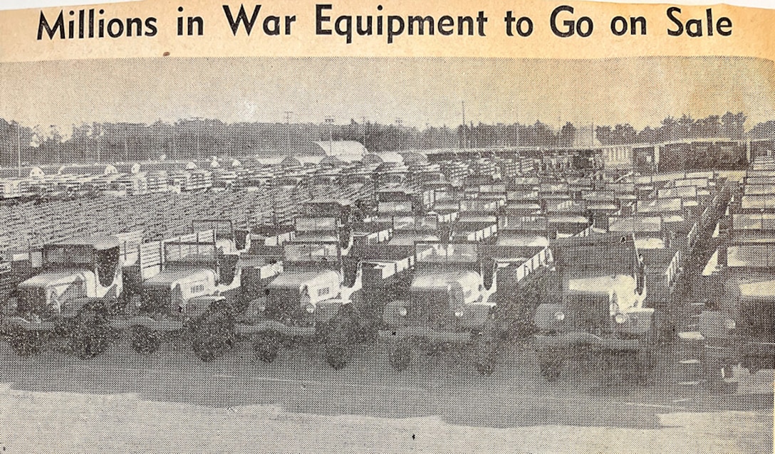 Row after row of supply transport vehicles.