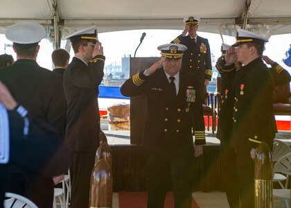 USS Leyte Gulf Changes Command at Naval Station Norfolk