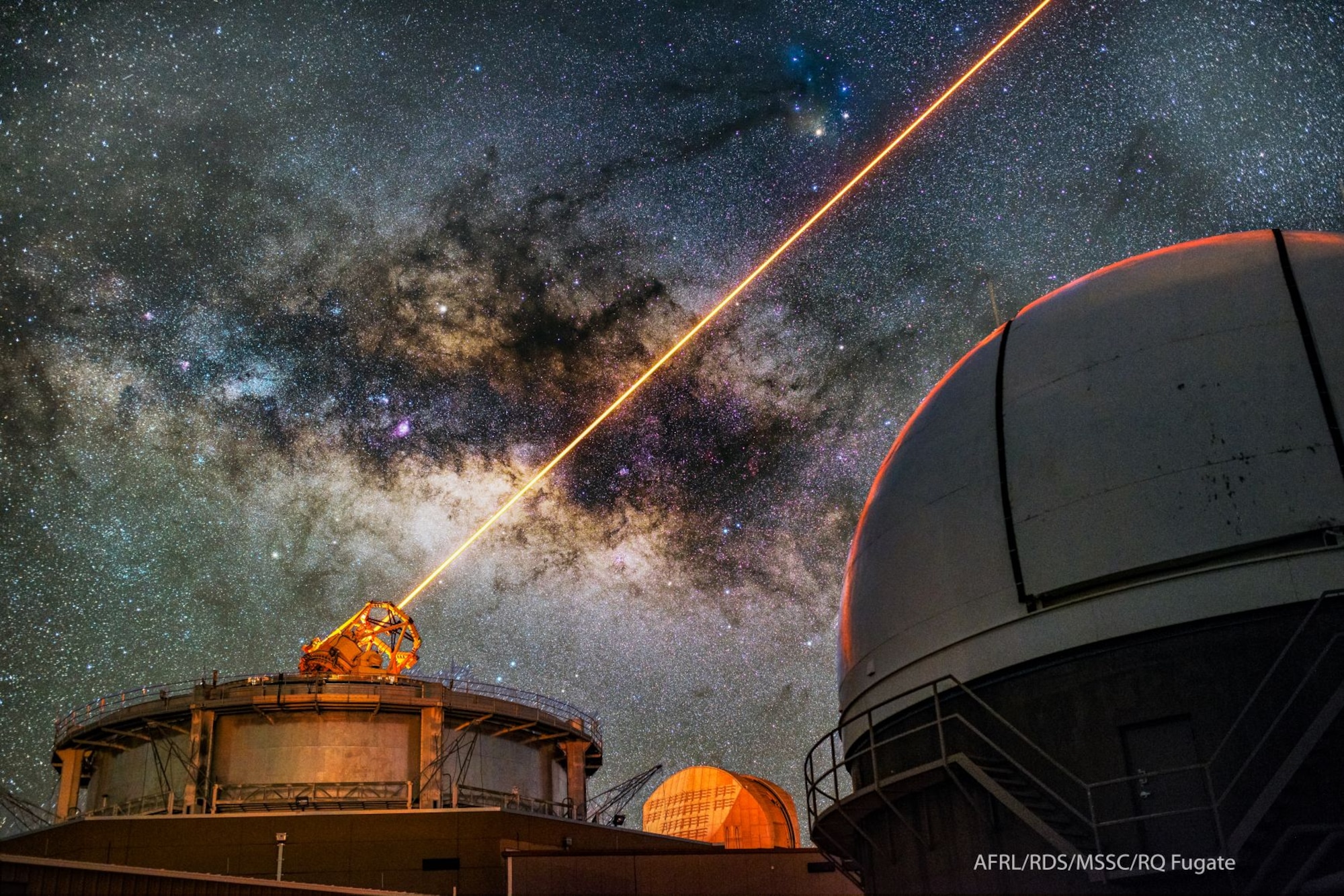 An image of the night sky above the Air Force Maui Optical Supercomputing Site’s Maui Space Surveillance System on the summit of Haleakala, site of many AFRL space domain awareness sensors. (U.S. Air Force photo/Dr. Robert Q. Fugate)