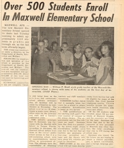 Air University Dispatch article about the opening of Maxwell Elementary School in September 1963.