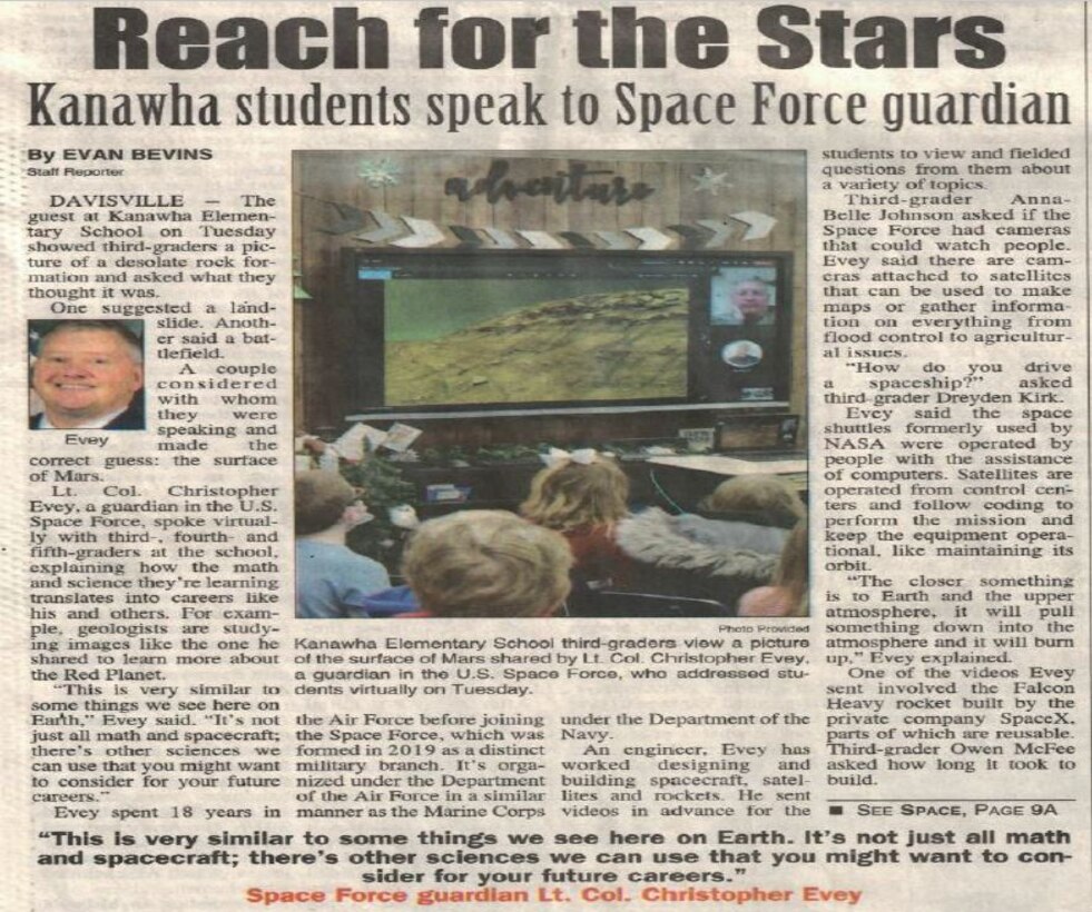 Photo of the news article for the SSG Evey News Story