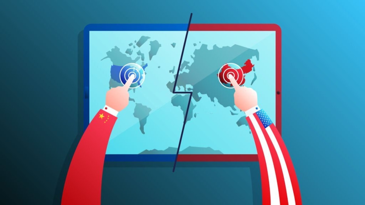 Map illustrating great-power competition between America and China