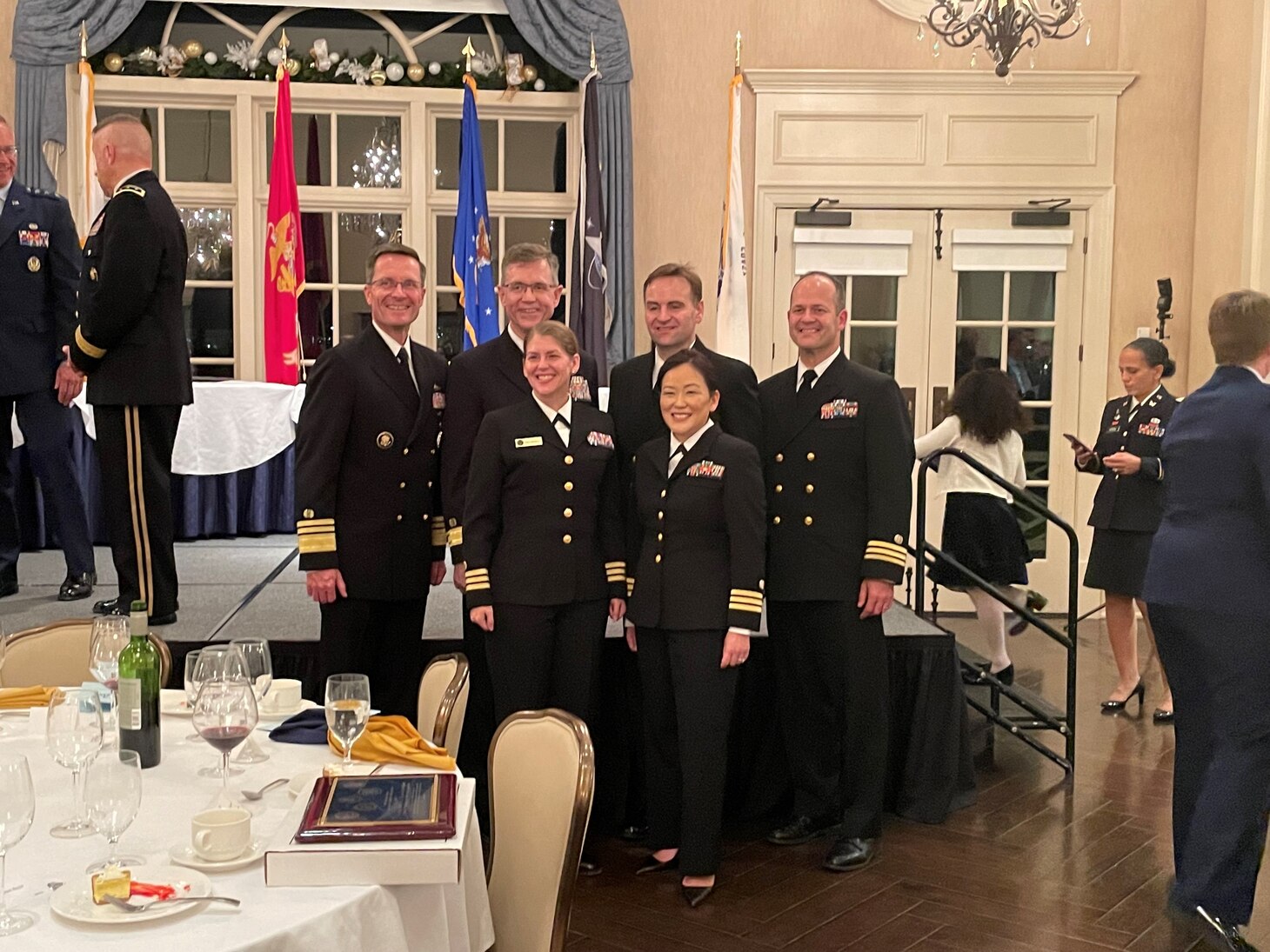 In December 2021, the Navy JAG community recipients of the 2020 and 2021 Judge Advocate Awards celebrated with the Navy JAG and the Deputy JAG for Reserve Affairs and Operations.