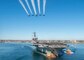 The Blue Angels fly over USS Carl Vinson (CVN 70) as the ship returns to San Diego after an eight-month deployment.