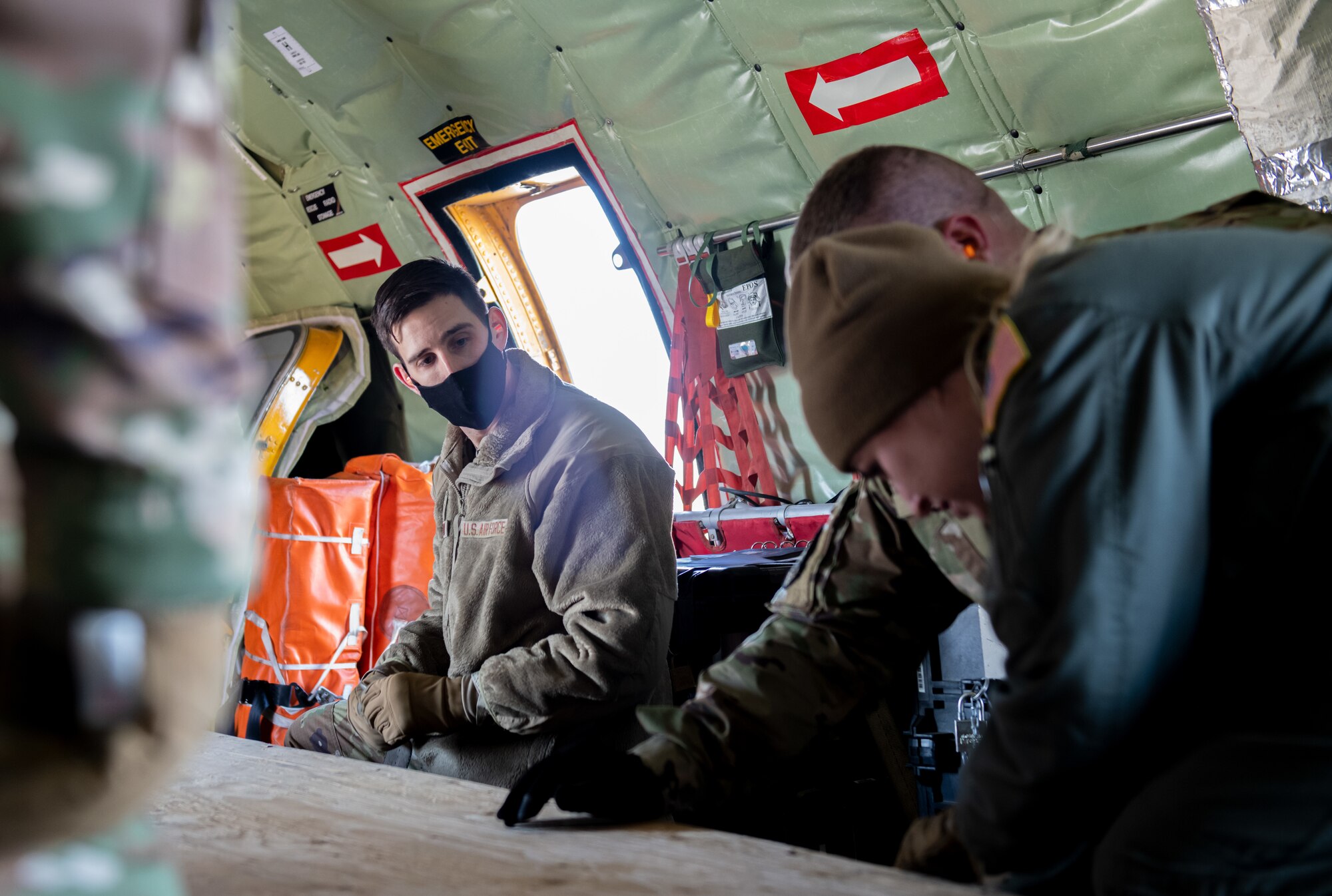 An Airman looks ahead during a lesson during a cargo load exercise on Feb. 5, 2022 at Hill Air Force Base, Utah