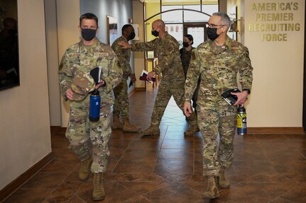 AFRS Command Chief and Senior Enlisted Advisor to the Chairman of the Joint Chiefs of Staff depart the AFRS headquarters Feb. 9, 2022 after a briefing.