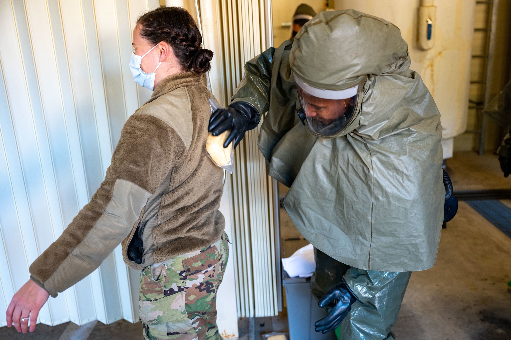 Decontamination training ensures the 8th MDG is ready and proficient at responding to potential Wolf Pack casualties.
