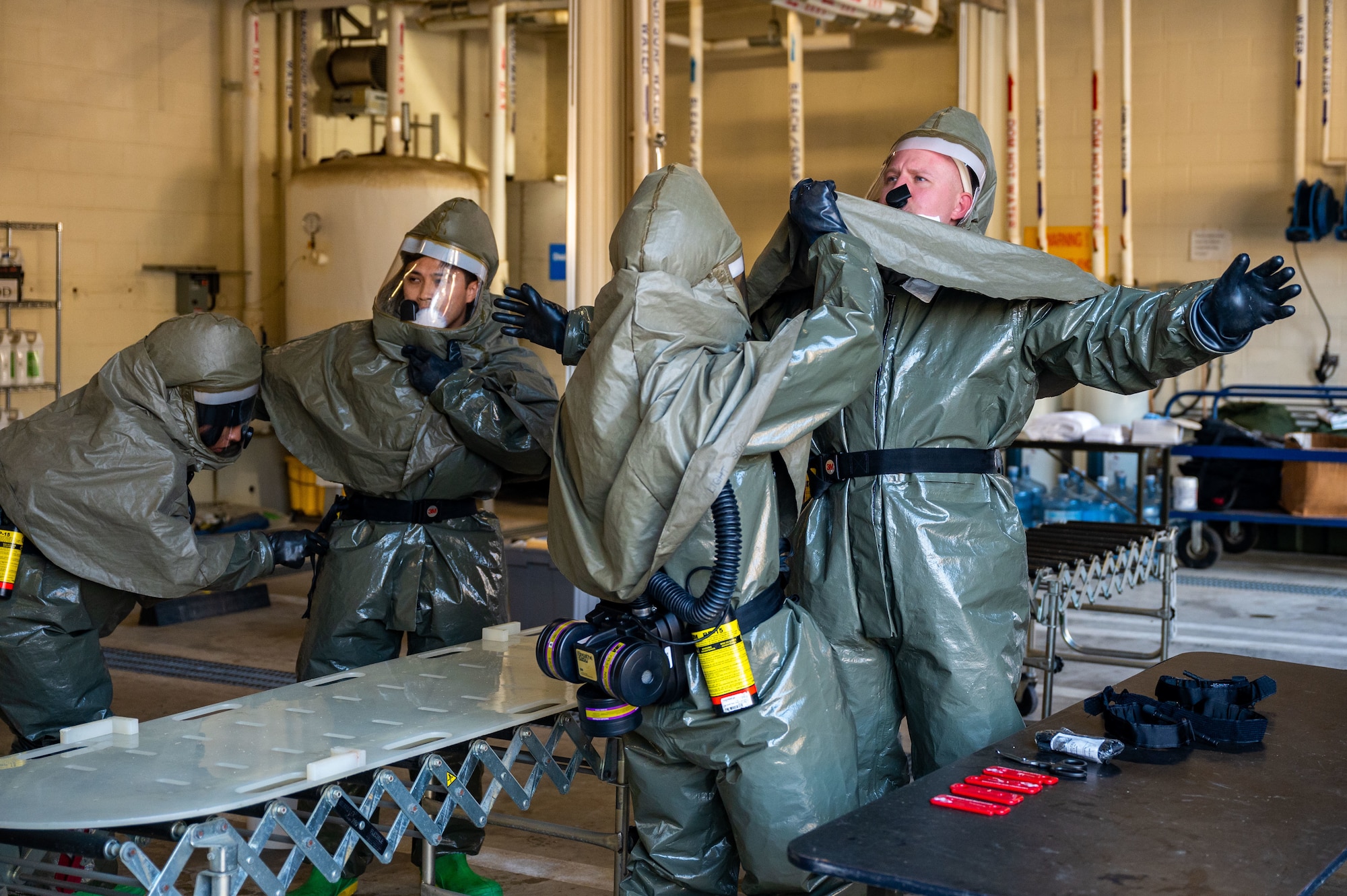Decontamination training ensures the 8th MDG is ready and proficient at responding to potential Wolf Pack casualties.