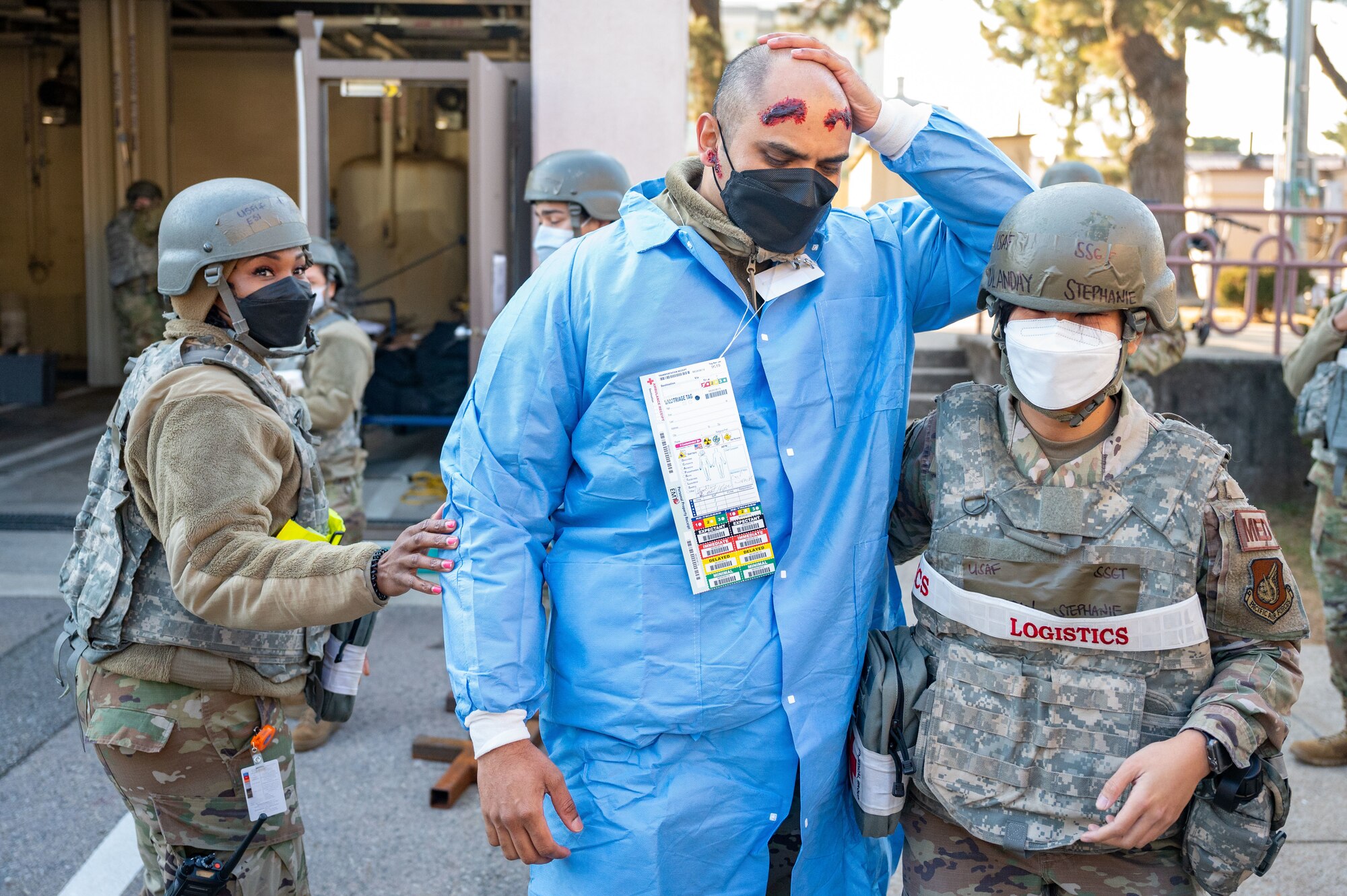 Decontamination training ensures the 8th MDG is ready and proficient at responding to potential Wolf Pack casualties.