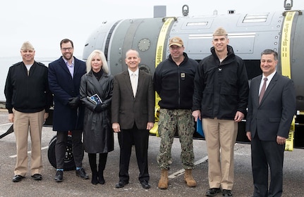 NUWC Division Newport, PEO team christen Snakehead UUV at Narragansett Bay Test Facility