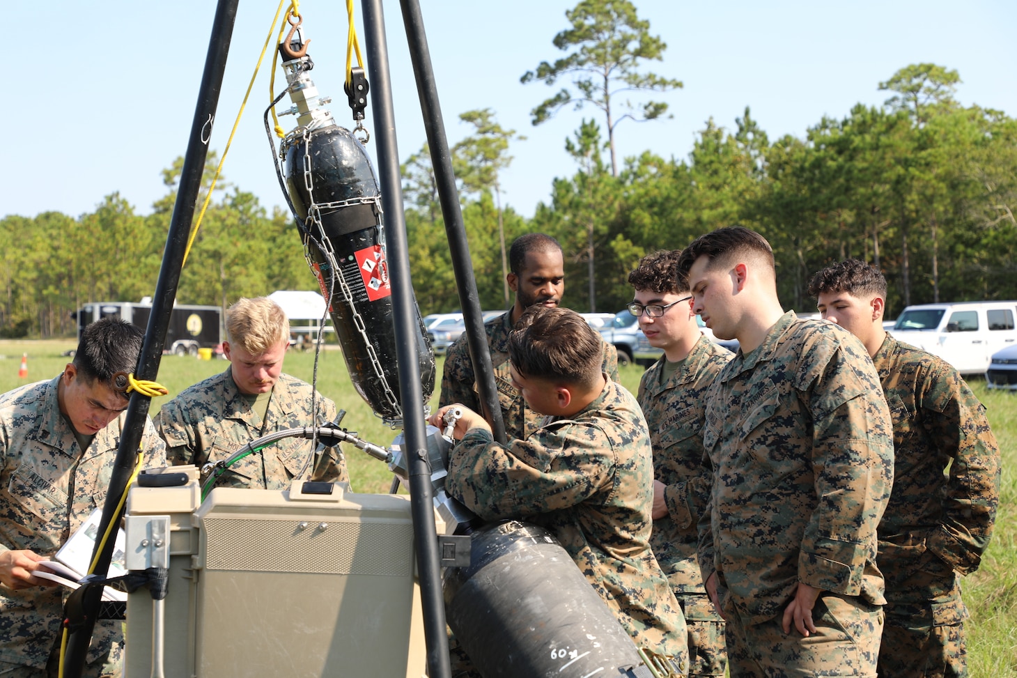 The Hydrogen Tactical Refueling Point (H-TaRP) prototype on display during a demonstration at Camp Lejeune, N.C.