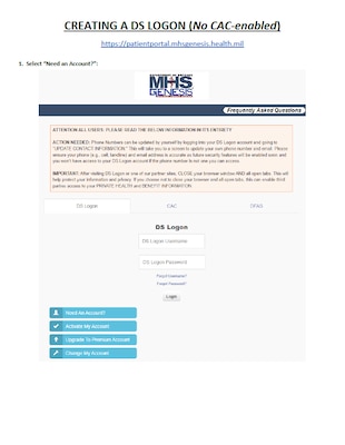 These are the instructions on How to Create a DS Logon (Non- CAC Enabled)