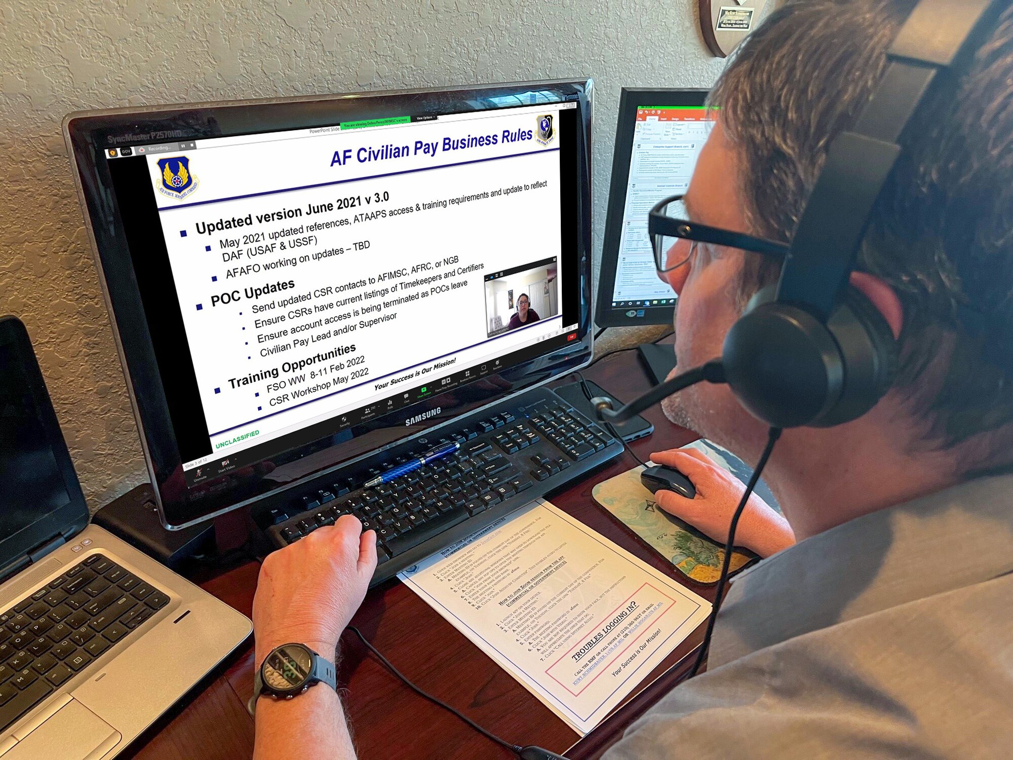 Kurt Schmidbauer, Air Force Installation and Mission Support Center, Resource Management Financial Operations Branch chief, attends AFIMSC's FSO Worldwide, Feb. 8-11, 2022