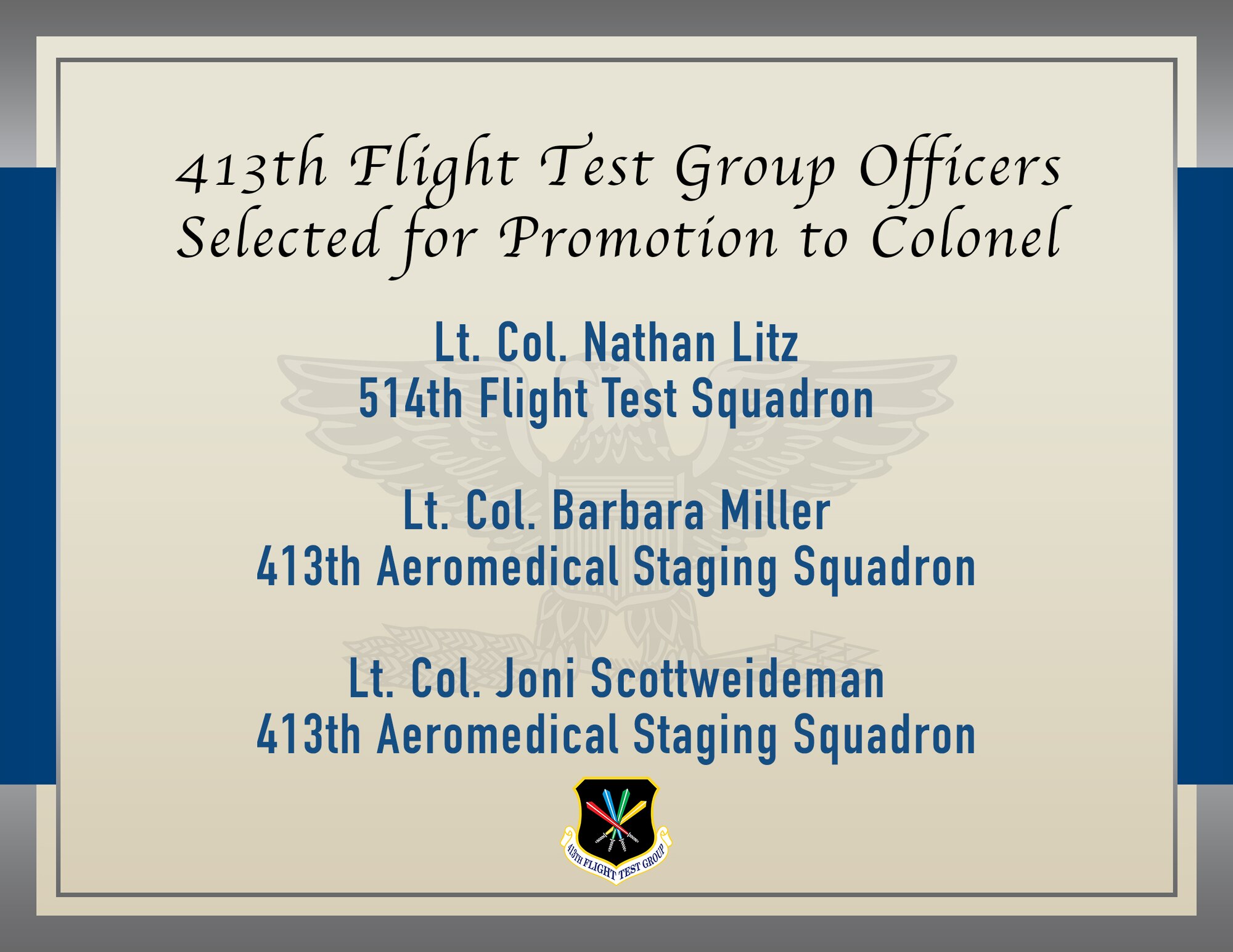 HQ ARPC announces Reserve Colonel promotions > 413th Flight Test Group