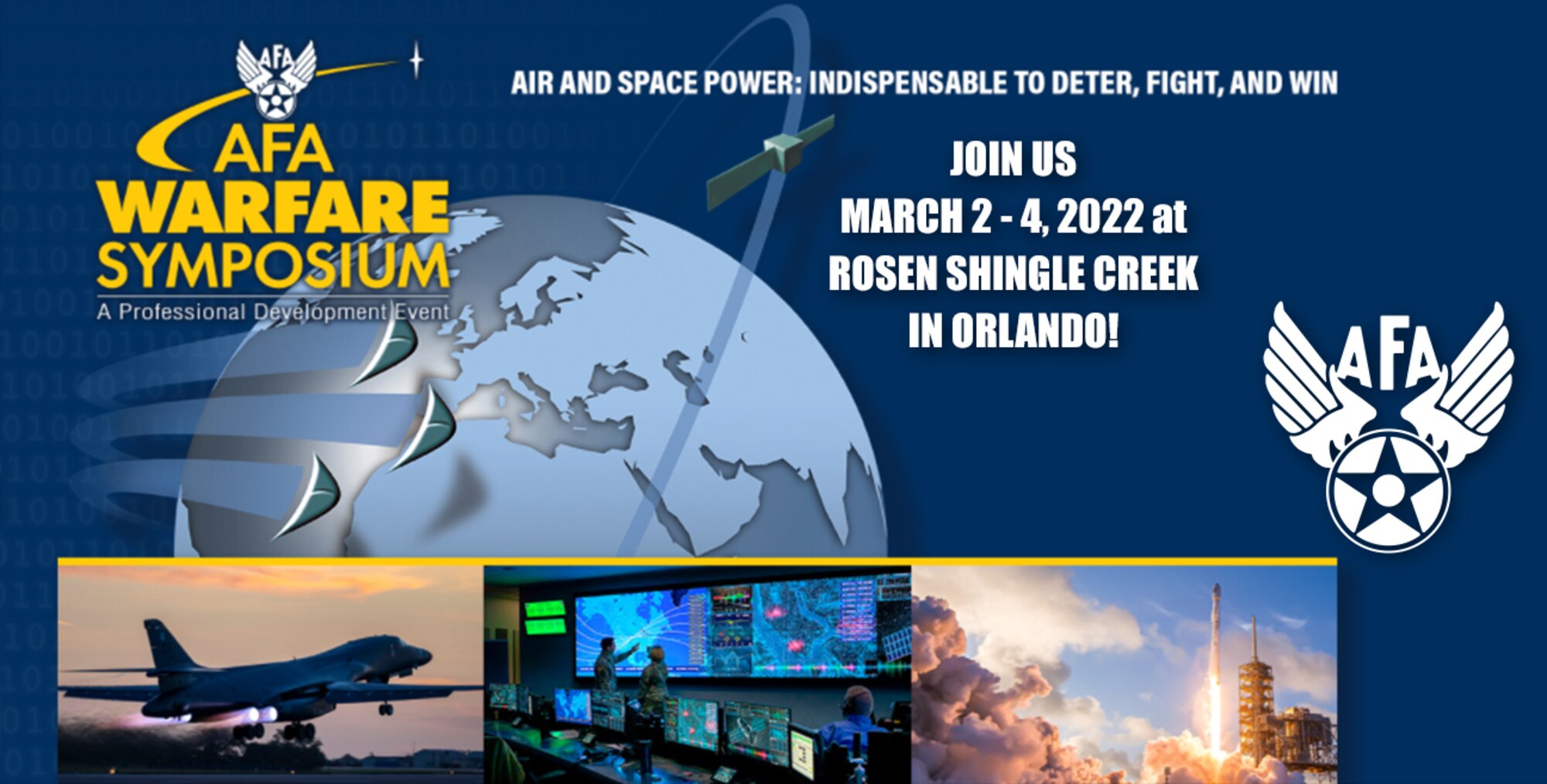 The Air Force Research Laboratory will showcase programs and technologies in several areas including space, weapons, biotechnology, and command and control, plus avenues for sharing ideas or capabilities with the lab during the Air Force Association’s Warfare Symposium in Orlando, Florida, March 2-4, 2022. (Courtesy graphic)