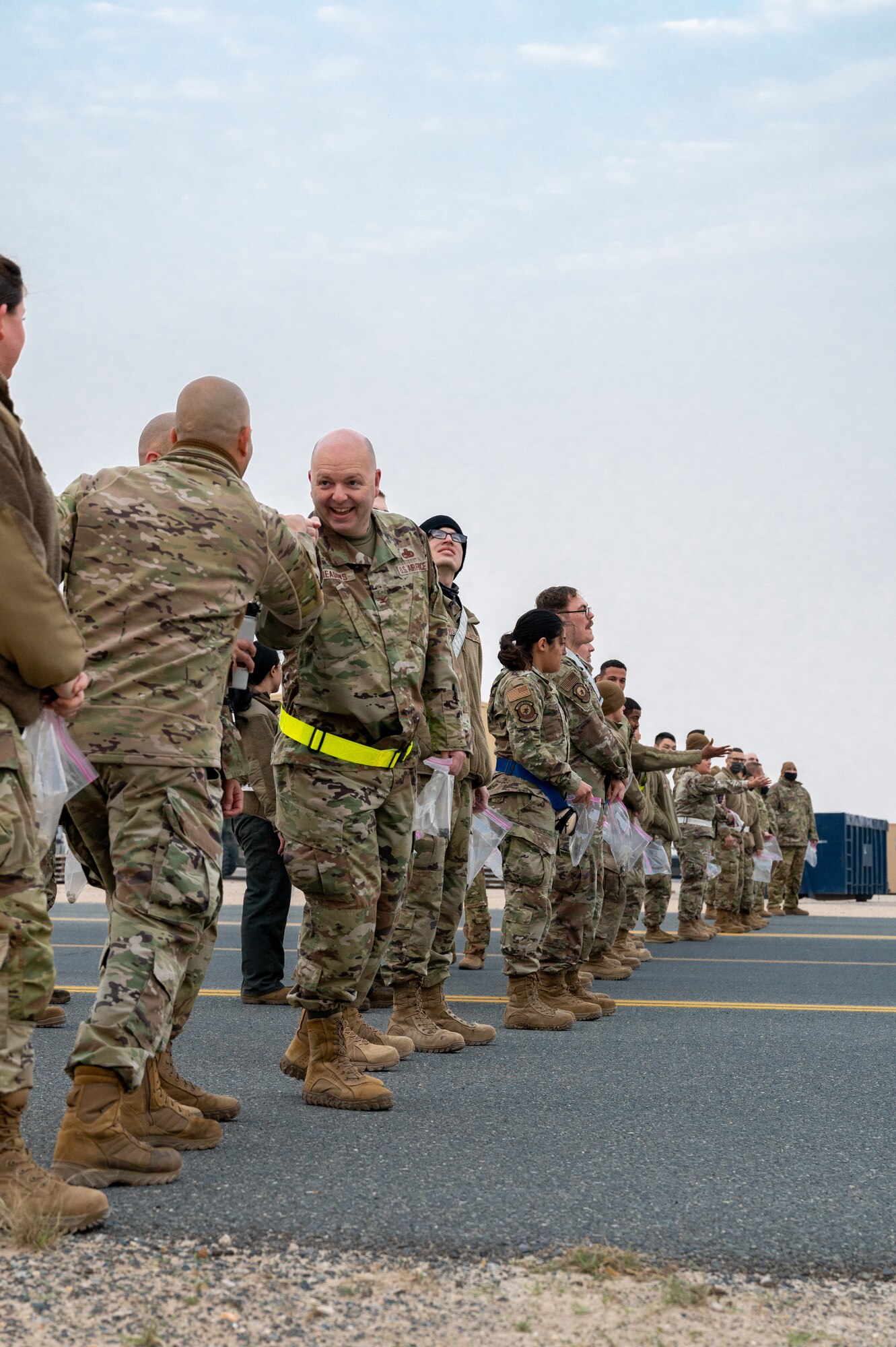 Airmen from the 386th Expeditionary Maintenance Group, including some from the 407th Expeditionary Operations Support Squadron, conduct FOD walks weekly.