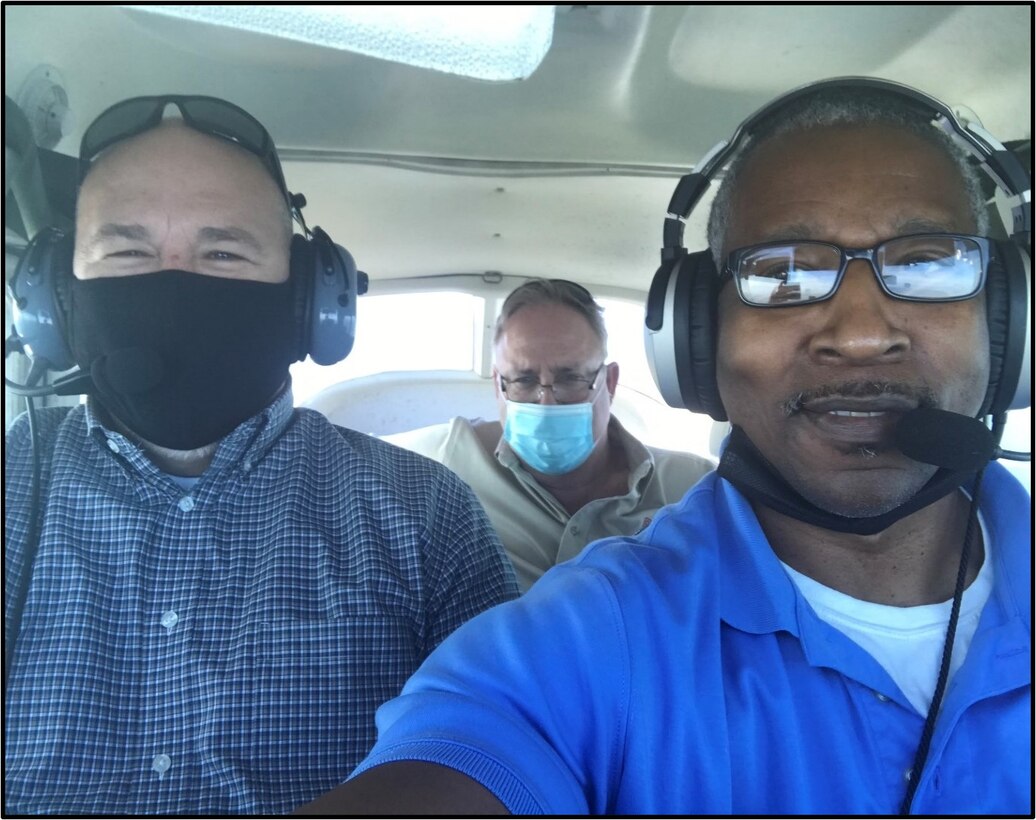 DeJuan Carter flying himself and USACE team members to Mountain Home, AR to check on project status with local teammates.