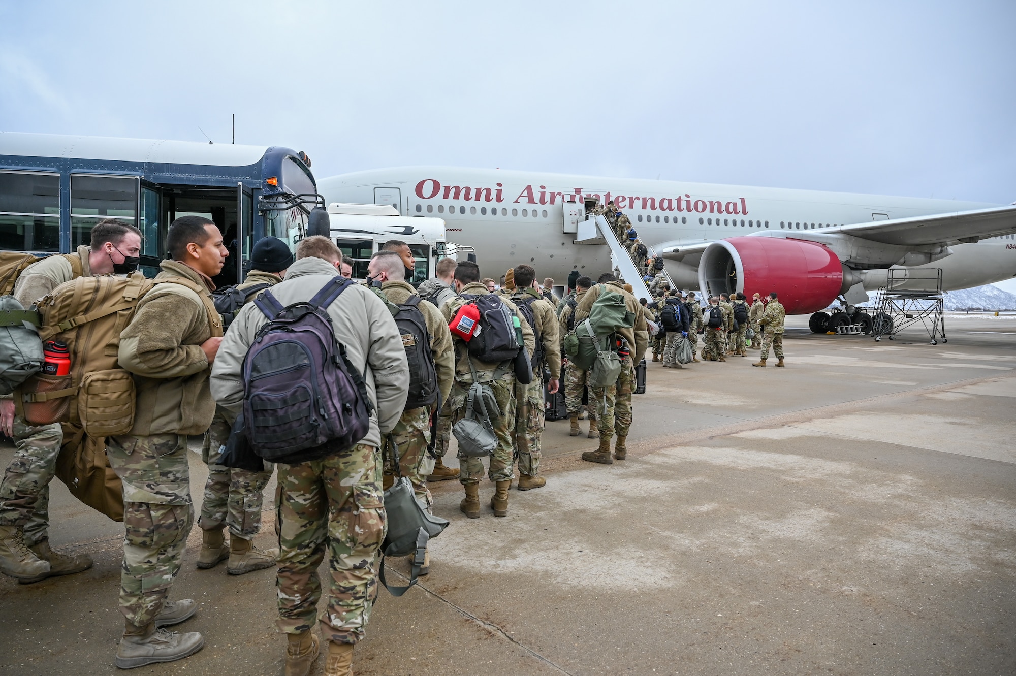 Airmen from active duty 388th and Reserve 419th Fighter Wing depart Hill Air Force Base, Utah, Feb. 16, 2022, to deploy to Spangdahlem Air Base, Germany