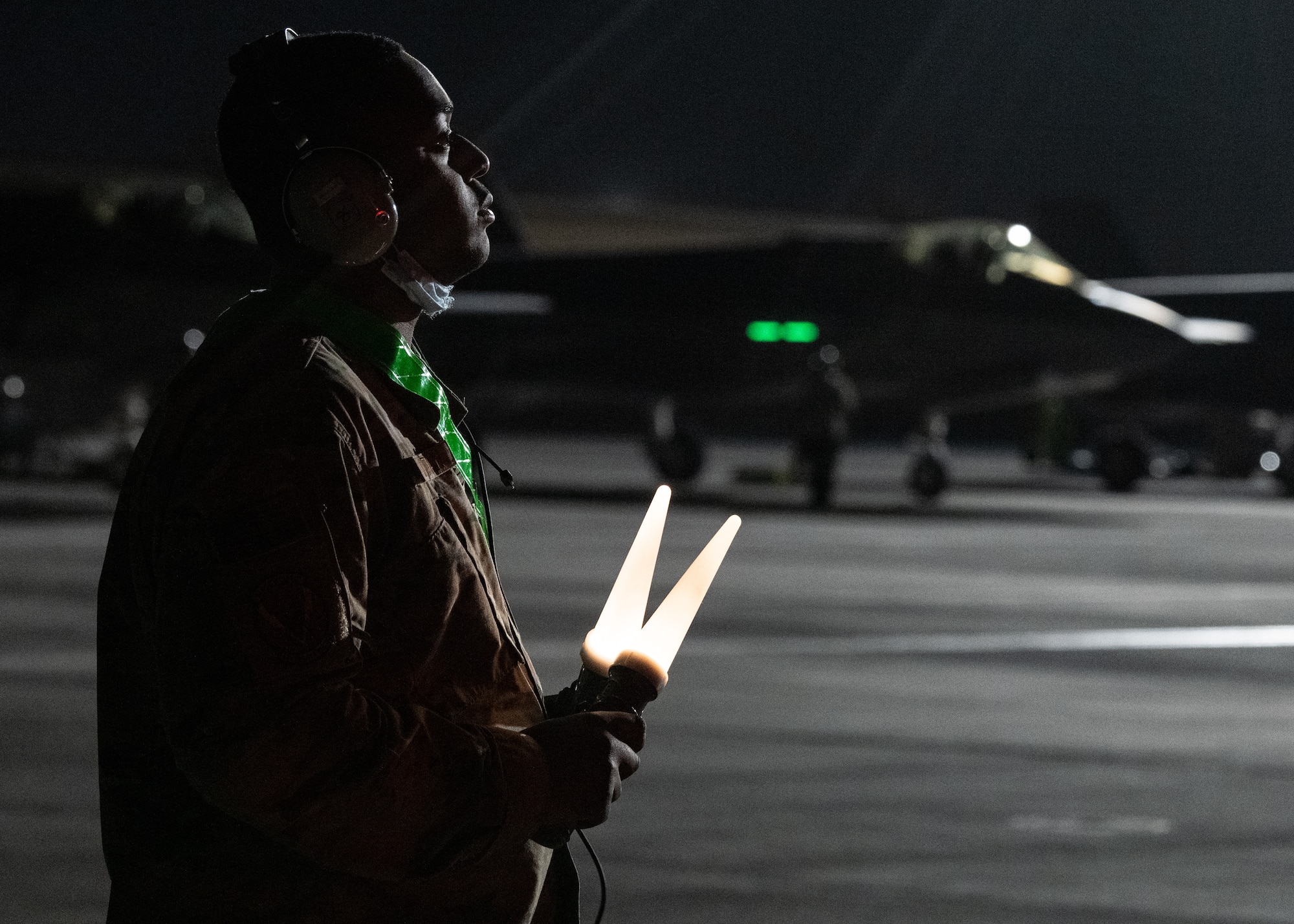 a photo of an F-35 crew chief