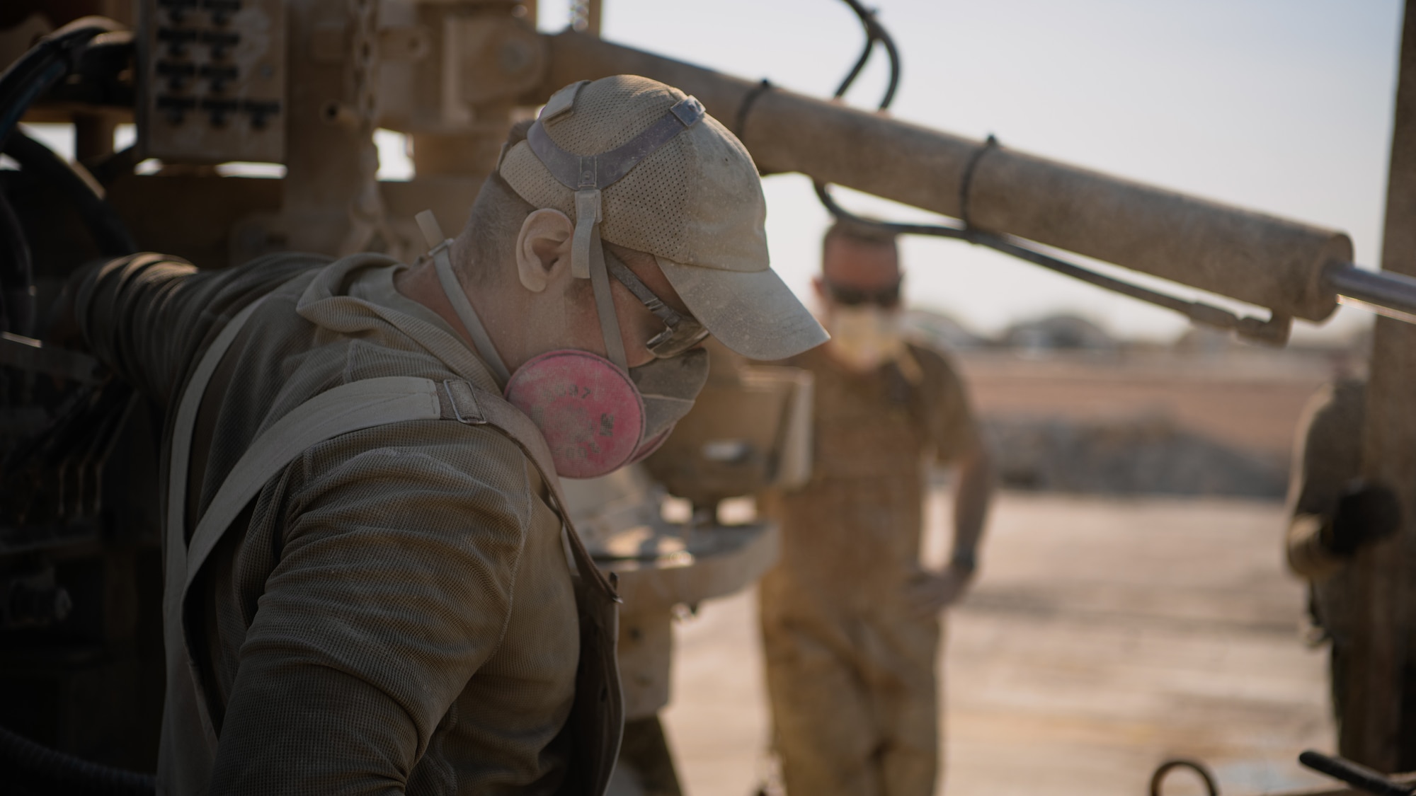 Airman operates heavy machinery,