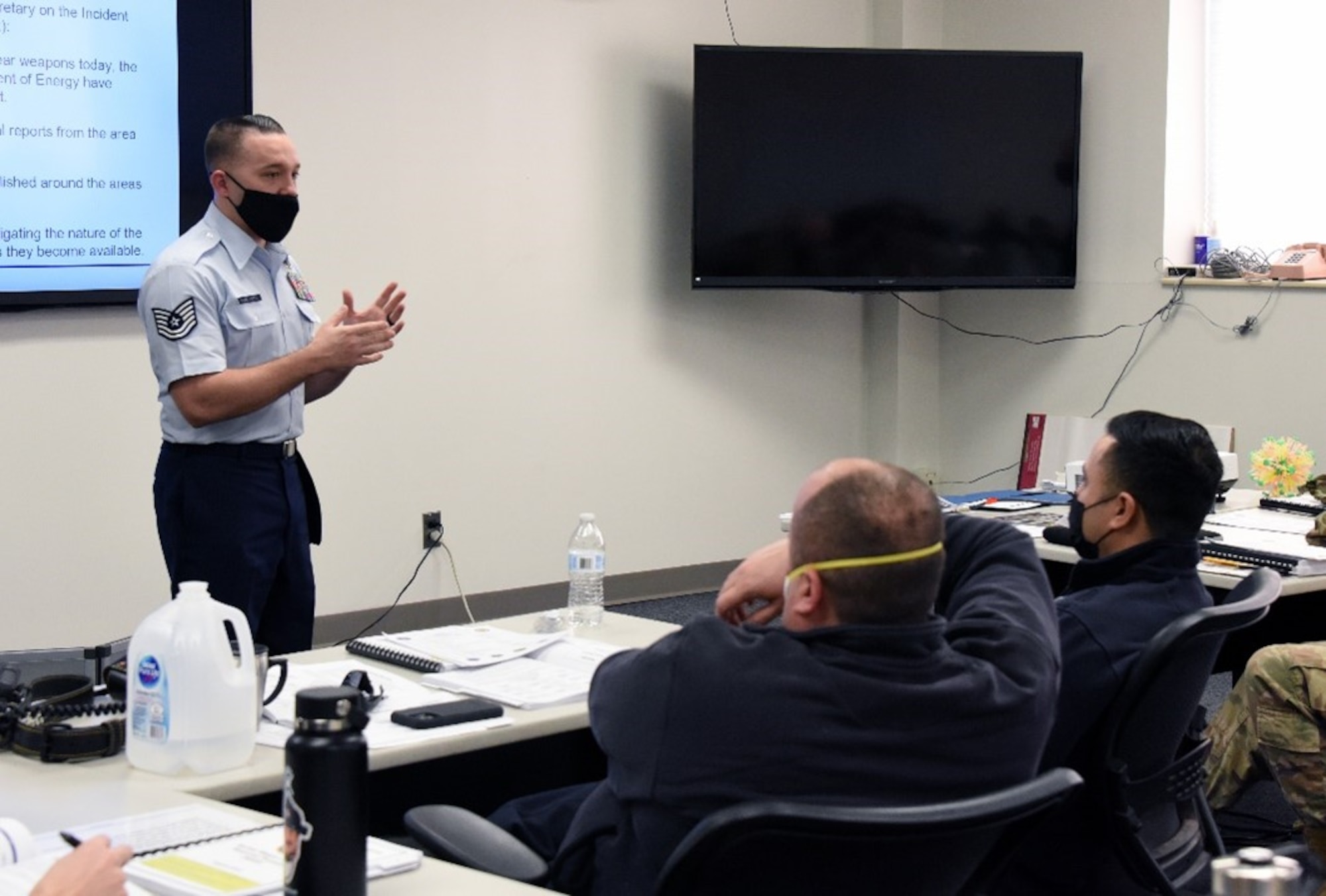 A photo of participants during a Nuclear Weapons Incident Response (NWIRT) course at the 87th Civil Engineer Squadron emergency management facility, Joint Base McGuire-Dix-Lakehurst, N.J.