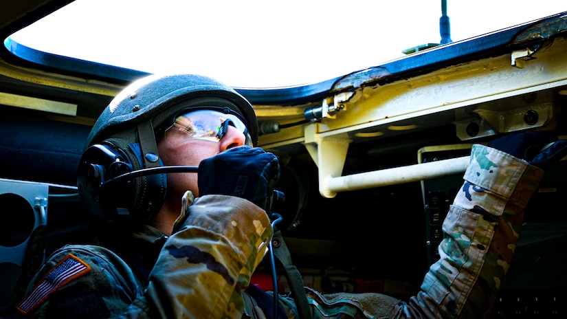 U.S. Army Sgt. Miranda Kurjack, 1st Battalion, 111th Infantry Regiment, Infantryman, poses for a 
photo with an M1126 STRYKER armored personnel carrier on Feb. 11, 2022, at Joint Base 
McGuire-Dix-Lakehurst, N.J. Using a training range on ASA Dix, Soldiers conducted table IV STRYKER 
gunnery exercises to enhance combat readiness. During a table IV exercise, STRYKER teams conduct 
target detection, identification, and engagement both stationary and moving. The 111th Infantry 
Regiment has Colonial roots in the American Revolution and was founded by Benjamin Franklin on Nov. 
21, 1747. It is Pennsylvania’s oldest regiment and often
assisted George Washington and the Continental Army alongside the Delaware River.