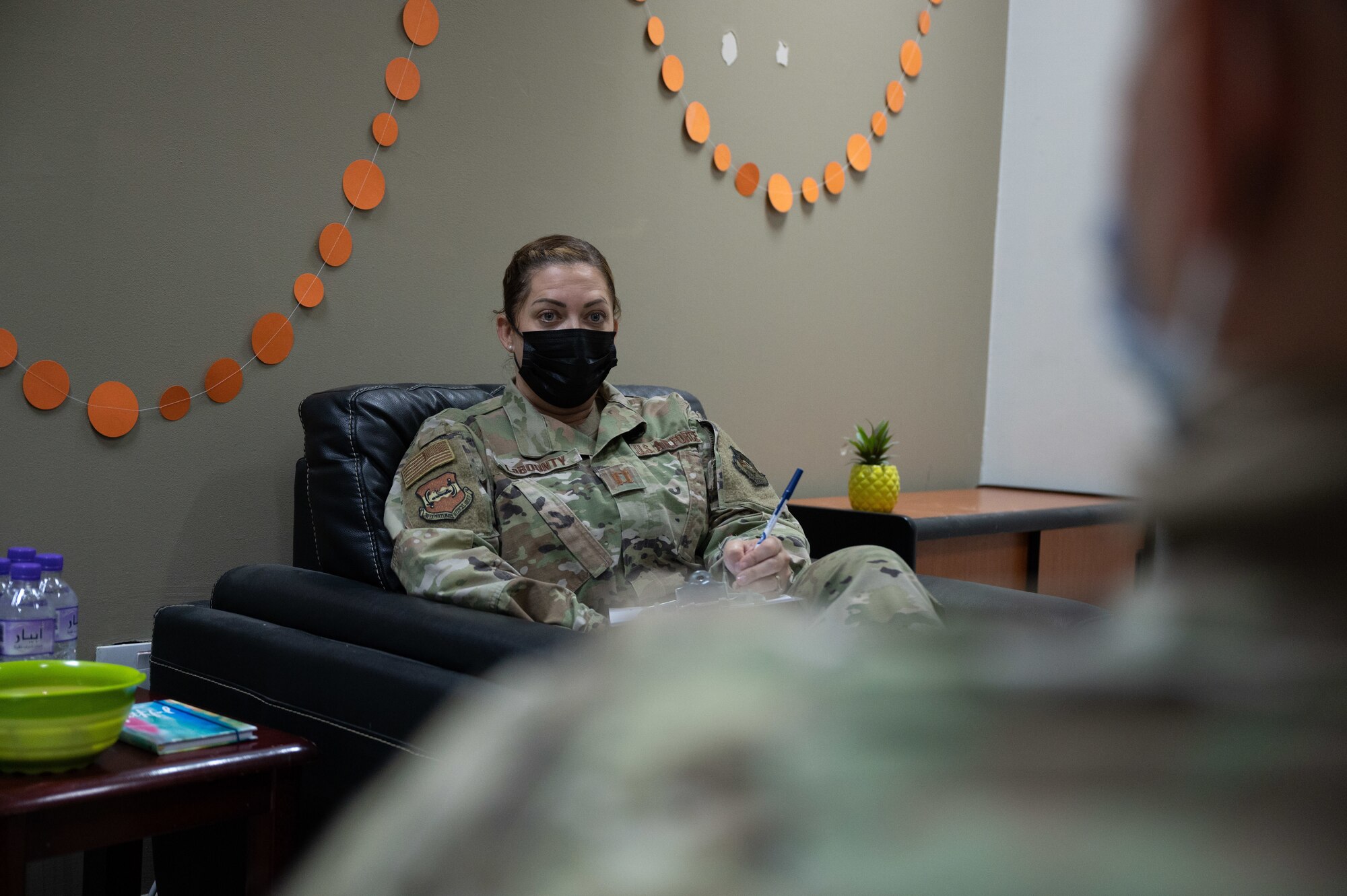 To remain healthy and fit to fight, the 386th Expeditionary Medical Group offers a variety of mental health services, including assessments, therapy and counseling for service members on base.  The four-member mental health team consists of a clinical psychologist, a licensed clinical social worker, and two technicians—double the number of members from the last rotation.