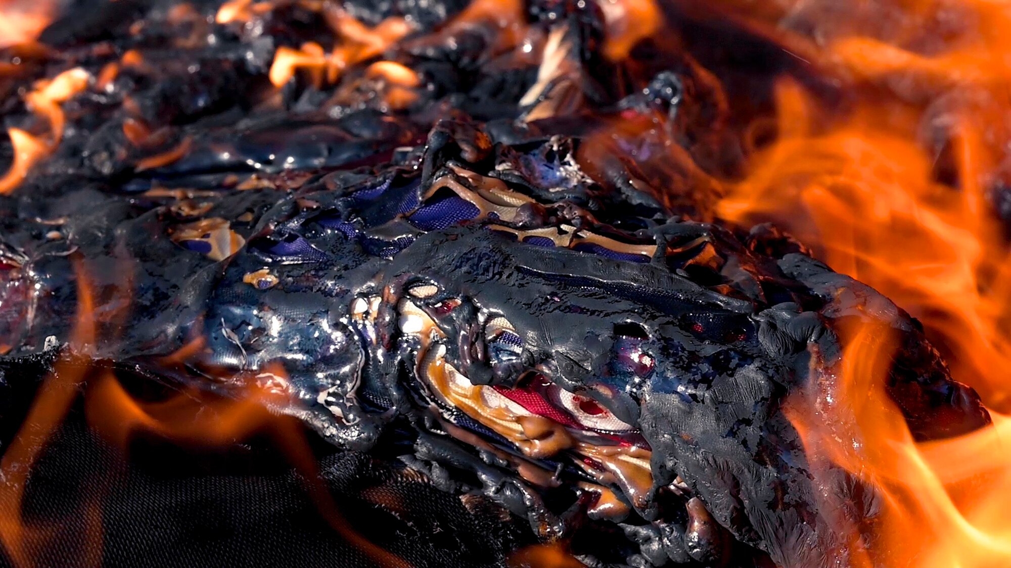 American flags are retired and burned during ceremony.