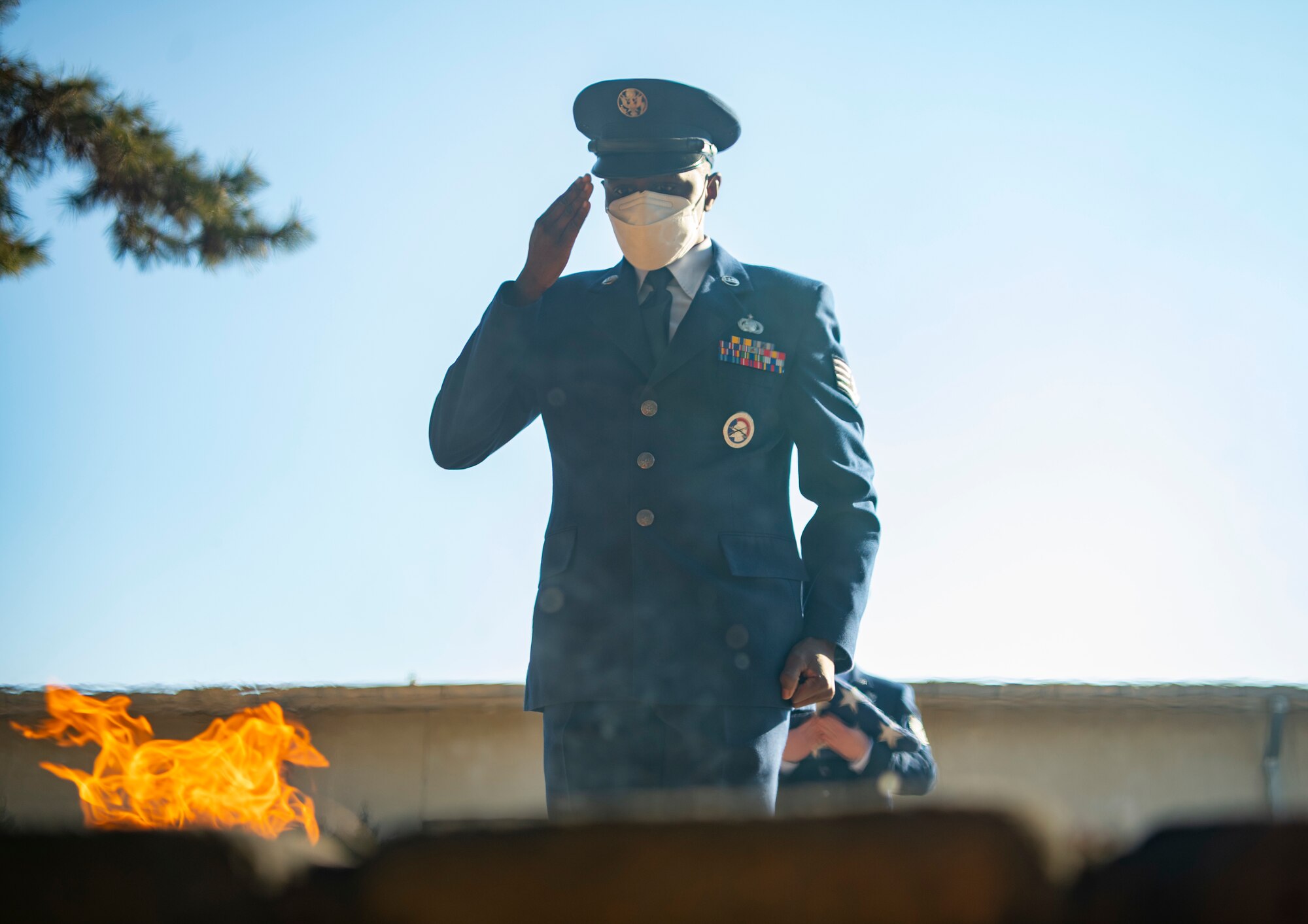 American flags are retired and burned during ceremony.
