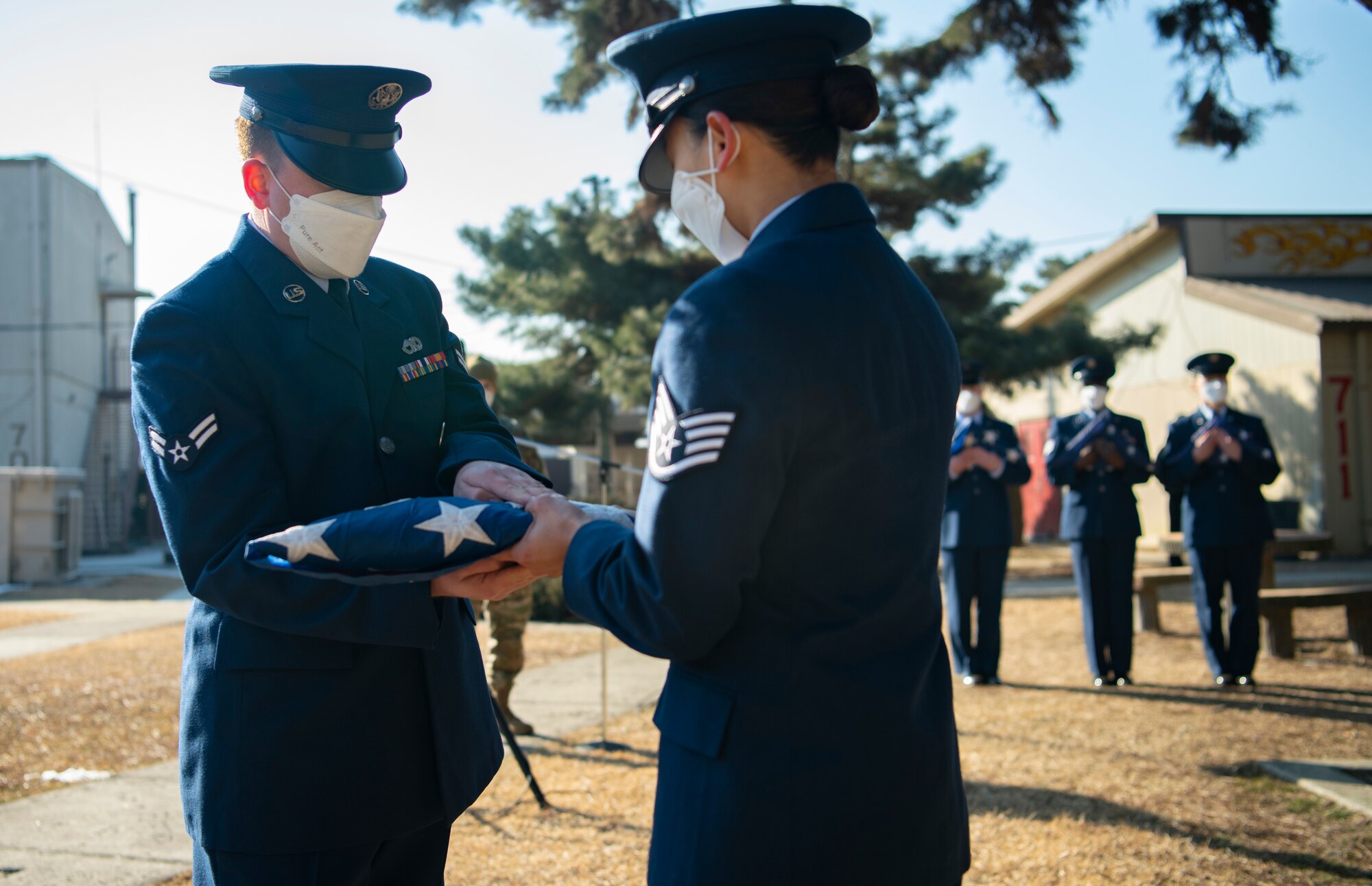 American flags are retired and burned during ceremony.